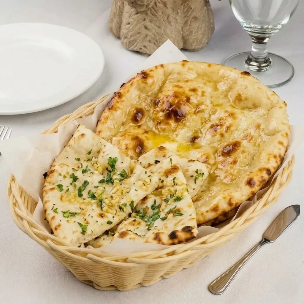 Garlic Naan and Butter Naan at Red Chilli's Indian restaurant in Selkirk, MB